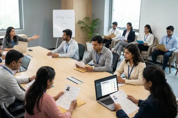 The image represents enterprise bulk hiring at scale.